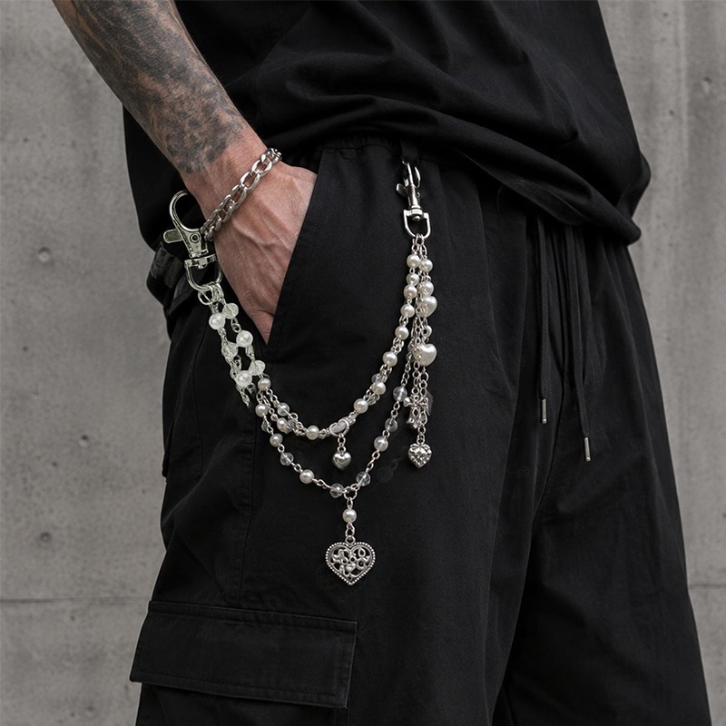 Wallet Chain Bag - จี้ห้อยกระเป๋าแบบโซ่หลายชั้น ดีไซน์รูปหัวใจ ดาว และกางเขน พื้นผิว 3