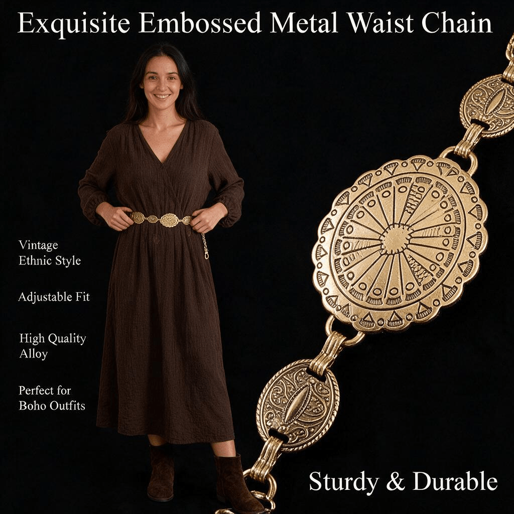 Women'S Jeans Accessories Chain - เข็มขัดโซ่โลหะสไตล์ตะวันตกสำหรับผู้หญิง, เข็มขัดคาดเอวแบบปรับได้สำหรับชุดเดรสและกางเกงยีนส์, เครื่องประดับสำหรับงานคอนเสิร์ตและเทศกาลสไตล์โบโฮคันทรี, ของขวัญวันหยุดที่เหมาะสำหรับเธอ