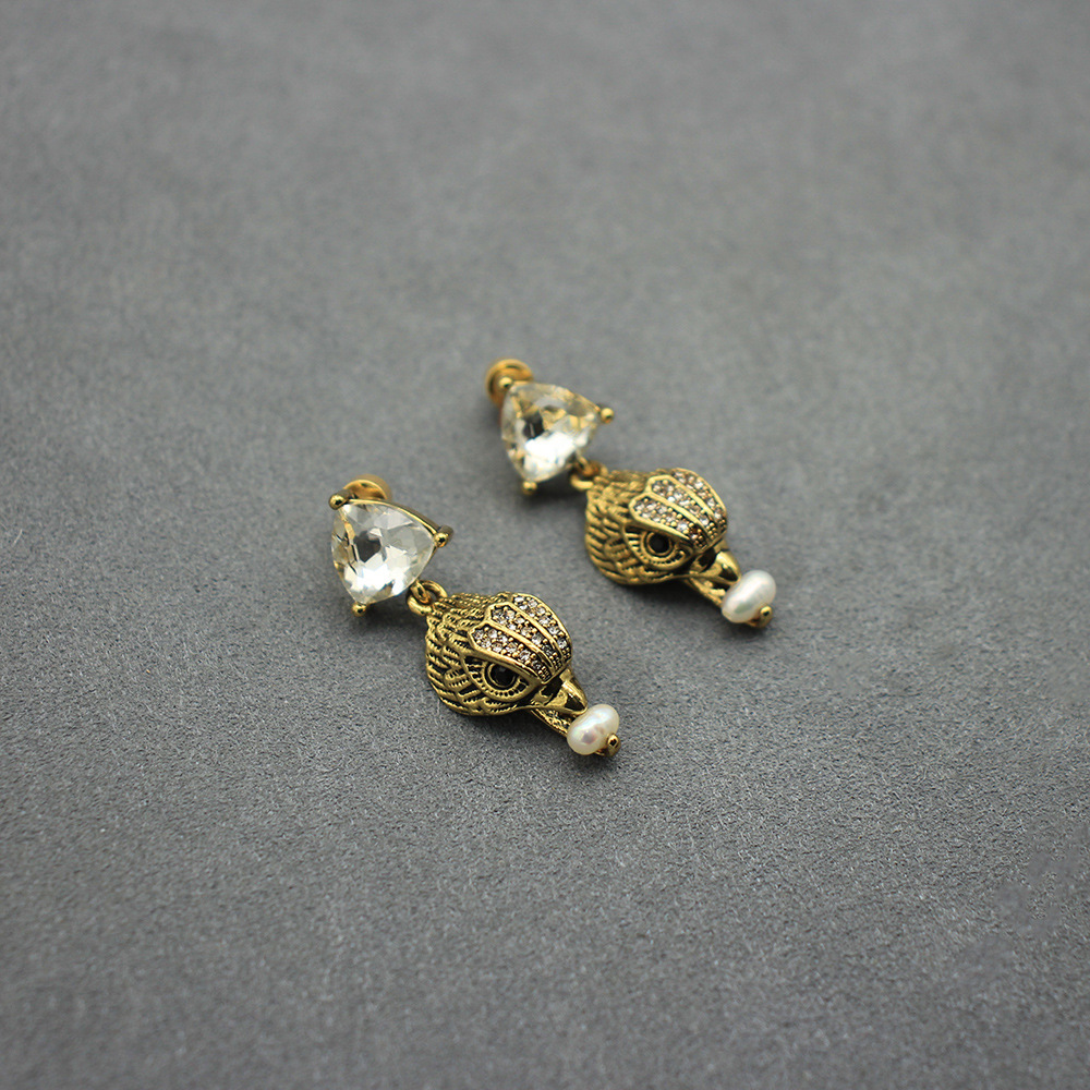 Women'S Eagles Accessories - ต่างหูหัวนกอินทรีวินเทจประดับมุกบาร็อคน้ำจืด คริสตัลห้อยระย้า เครื่องประดับ ของขวัญวันเกิดสำหรับผู้หญิง