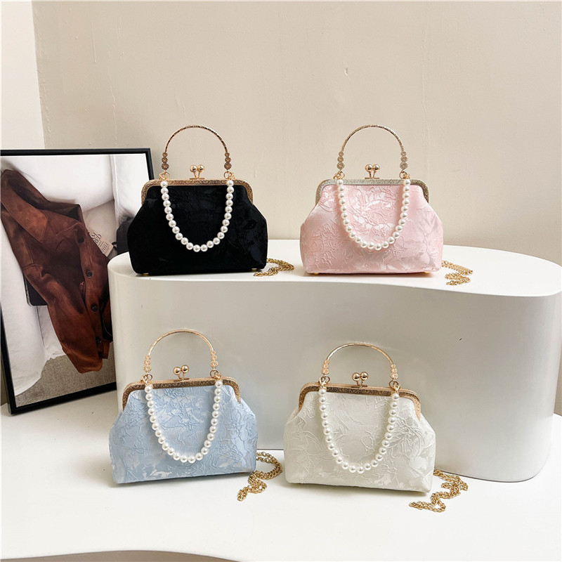 วินเทจคลาสสิกลูกไม้กระเป๋ามุกเ - Wallet Chain Bag บทวิจารณ์และราคา