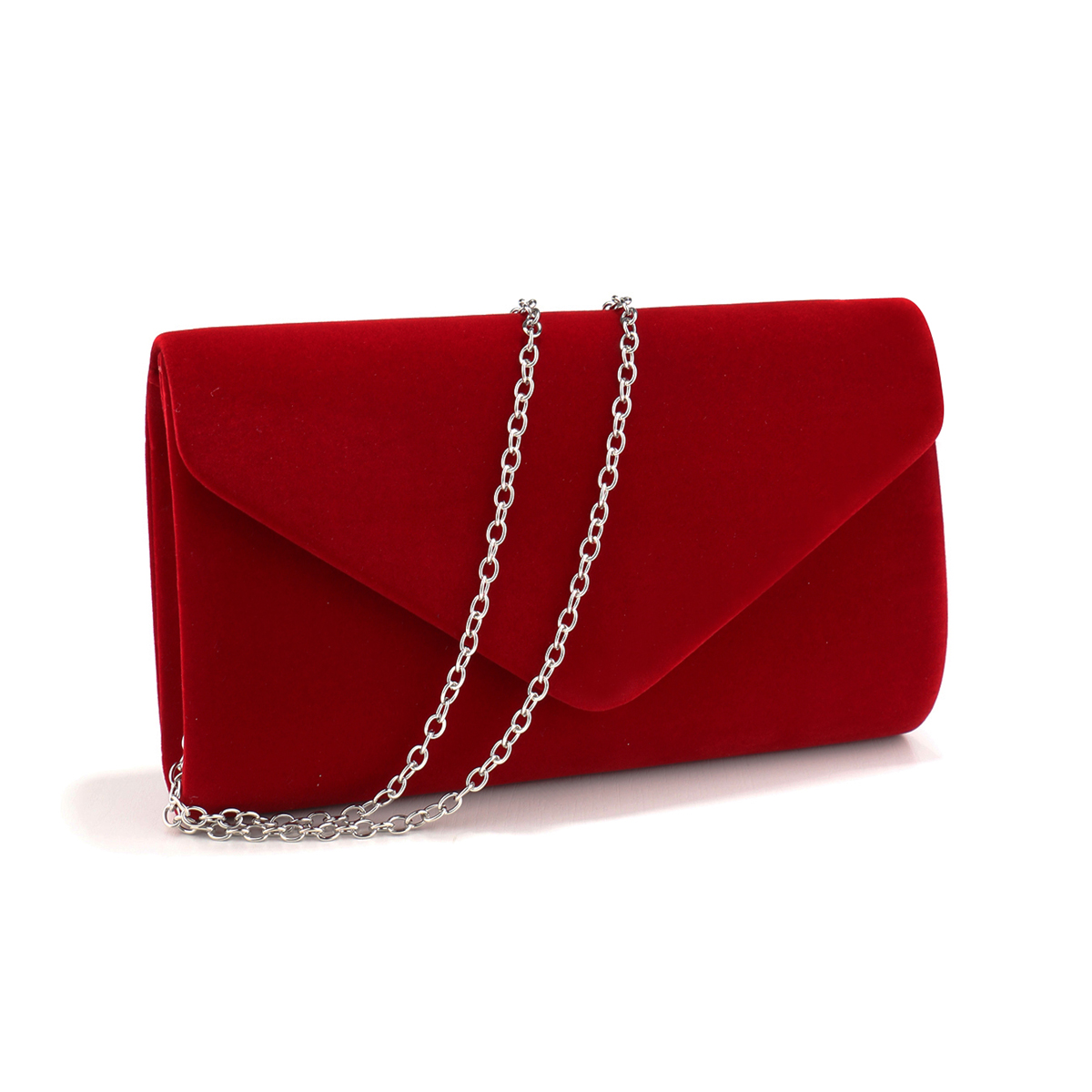 สีแดงสีผู้หญิงกระเป๋าออกแบบซอง - Wallet Chain Bag บทวิจารณ์และราคา
