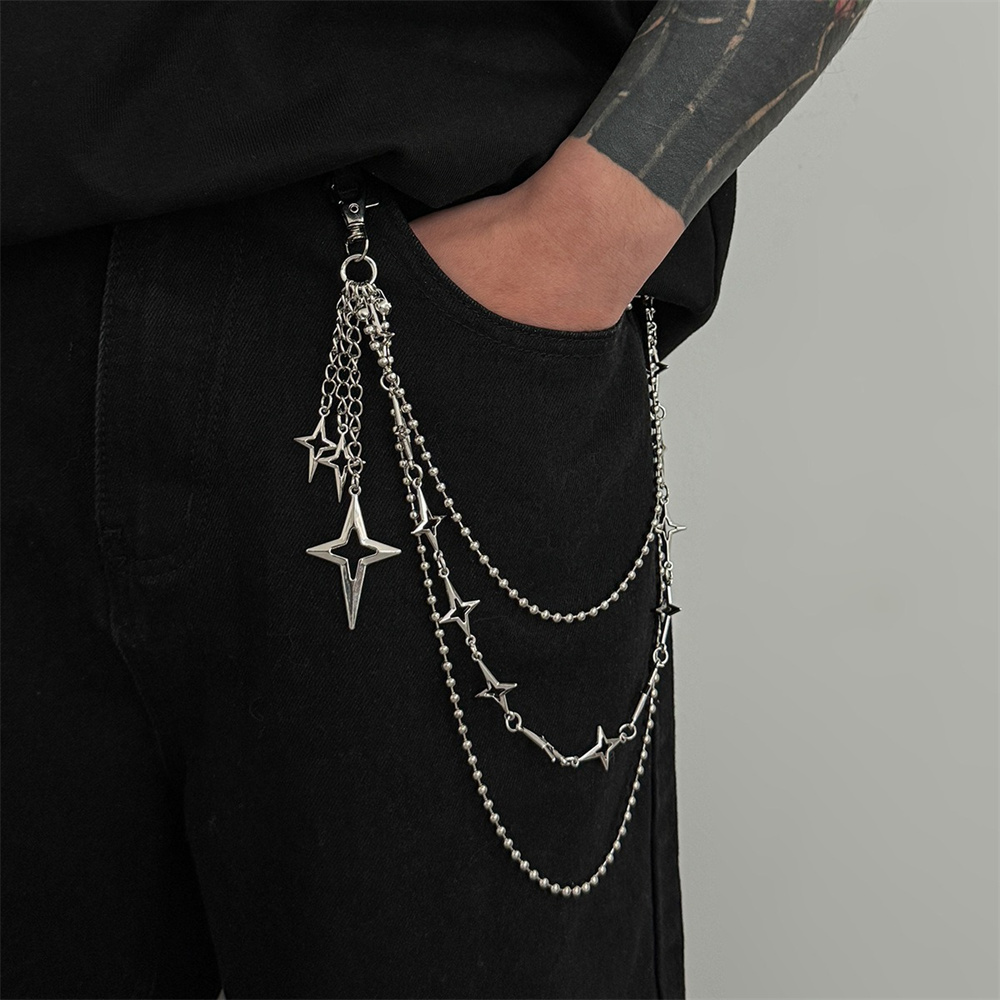 จี้โลหะรูปดาวหลายชั้นสไตล์พังก - Women'S Jeans Accessories Chain บทวิจารณ์และราคา