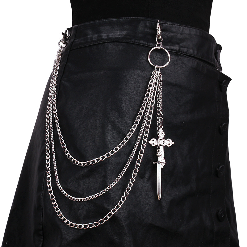 Hip Hop Skull Cross กางเกงเอวผ - Women'S Jeans Accessories Chain บทวิจารณ์และราคา