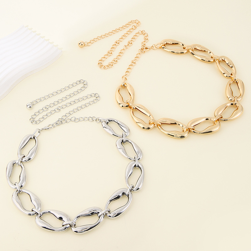 เข็มขัดโซ่โลหะทรงวงรีสไตล์วินเ - Women'S Jeans Accessories Chain บทวิจารณ์และราคา