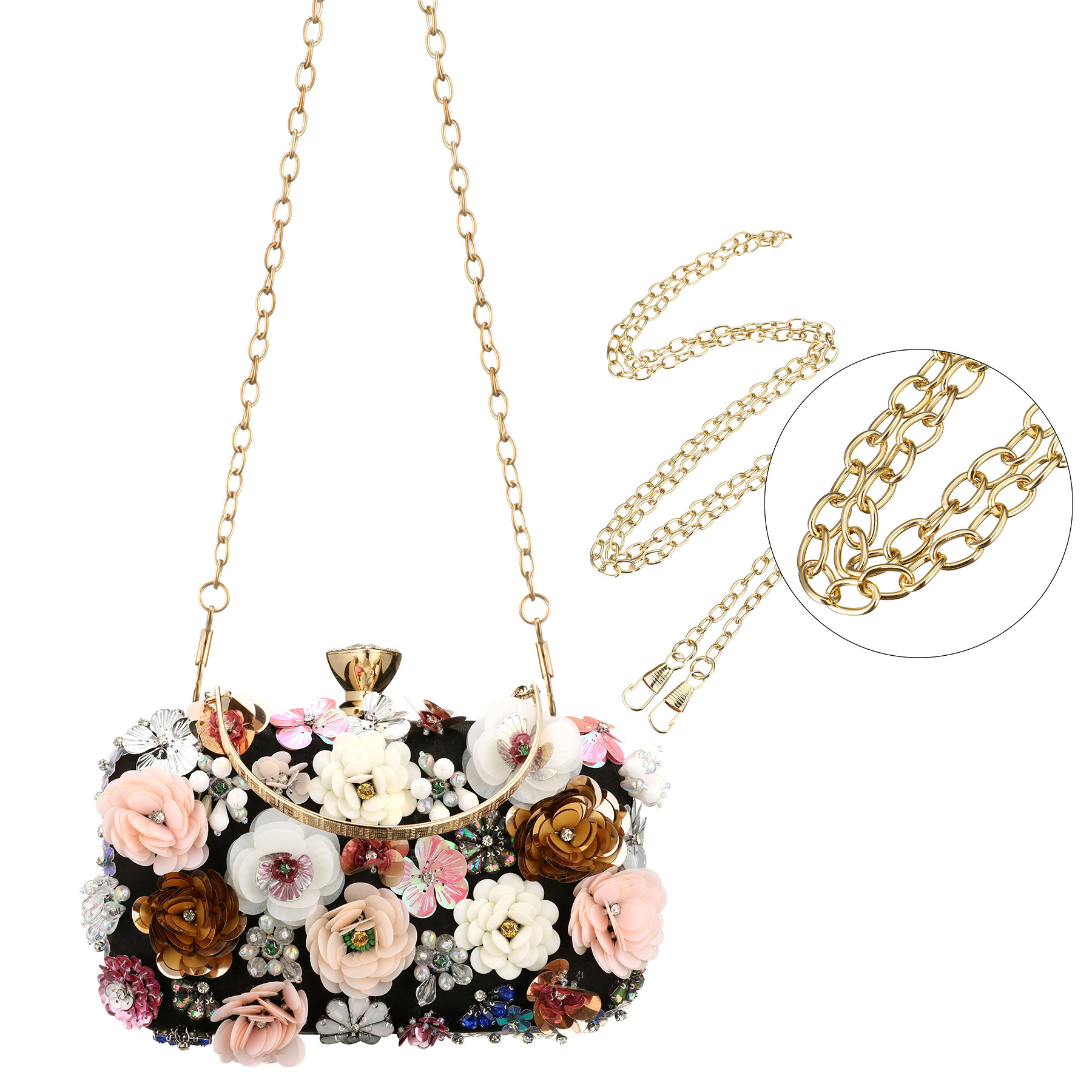 กระเป๋าคลัทช์งานปักลายดอกไม้ปร - Wallet Chain Bag บทวิจารณ์และราคา